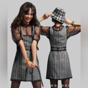 NWT Anthropologie Maeve Black Tweed Overall Dress Sz 4